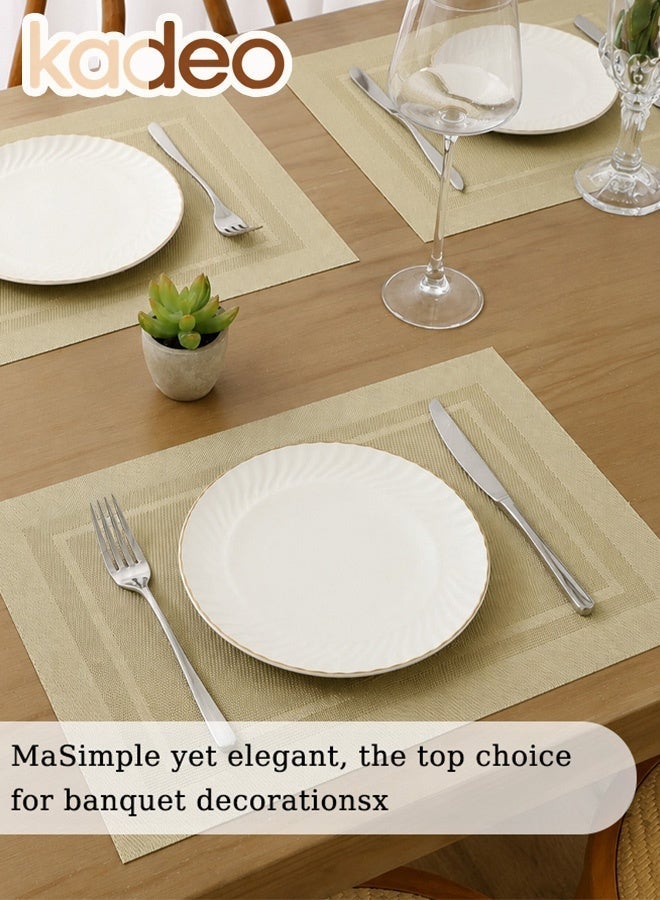 kadeo 6PCS Placemats, Heat Resistant Place Mats, Washable PVC Table Mats, Woven Vinyl Plastic Placemats for Dining Table, Non-Slip Stain Resistant Kitchen Table Place Mates Easy to Clean 30*45CM - Image 3