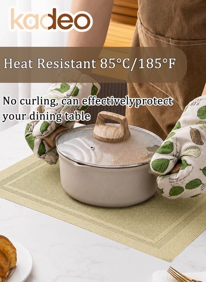 kadeo 6PCS Placemats, Heat Resistant Place Mats, Washable PVC Table Mats, Woven Vinyl Plastic Placemats for Dining Table, Non-Slip Stain Resistant Kitchen Table Place Mates Easy to Clean 30*45CM - Image 5