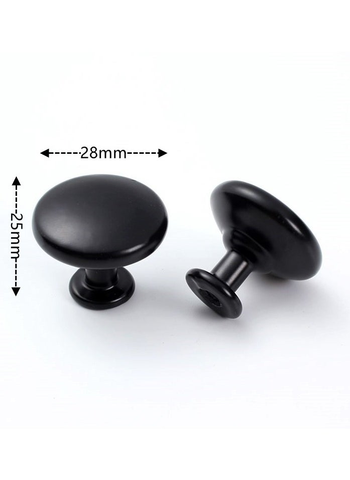 RTYY - 6 Pack Black Cabinet Knobs, Black Aluminum Alloy Dresser Knobs Drawer Pulls and Knobs Furniture Hardware Modern Round Knobs Black Knobs Kitchen Cabinet Door Knob for Drawer, Cupboard, Wardrobe and Furniture Decoration(25mm) - Image 1