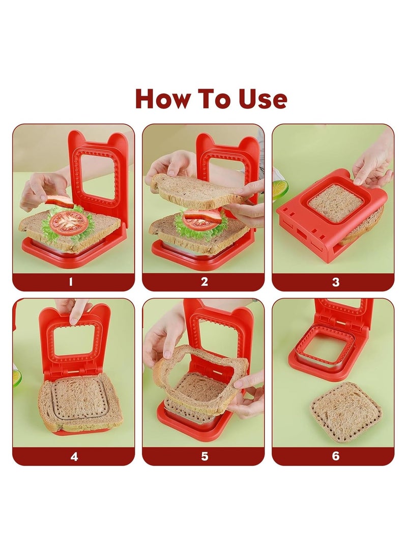 Sandwich Cutter and Sealer for Kids, 2Pcs Uncrustable Sandwich Maker and Decruster set,DIY Decruster Pocket Sandwiches, Great for Breakfast Sandwich Maker, Lunchbox and Bento Box - Image 4