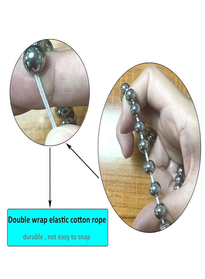 Jovivi Mens Womens Stainless Steel 8mm Silver Round Ball Beads Beaded Elastic Bracelet 7.5" - Image 4