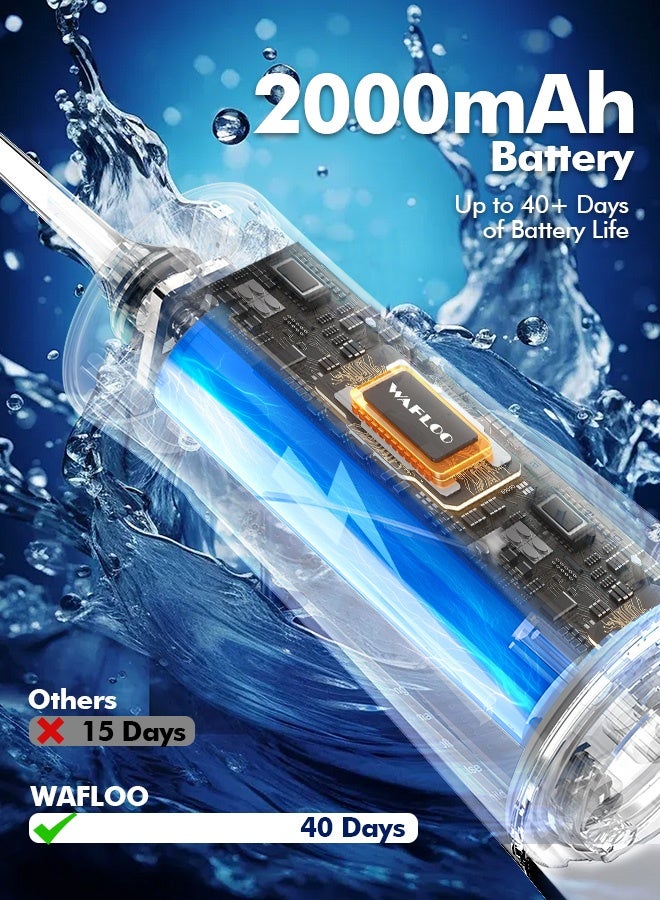 وافلو جهاز تنظيف الأسنان بالماء - 5 أوضاع، 6 رؤوس تنظيف، جهاز تنظيف الأسنان بالماء الكهربائي المحمول القابل لإعادة الشحن بسعة 300 مل، مقاوم للماء IPX7، أداة تنظيف الأسنان بالخيط للاستخدام المنزلي والسفر - Image 5