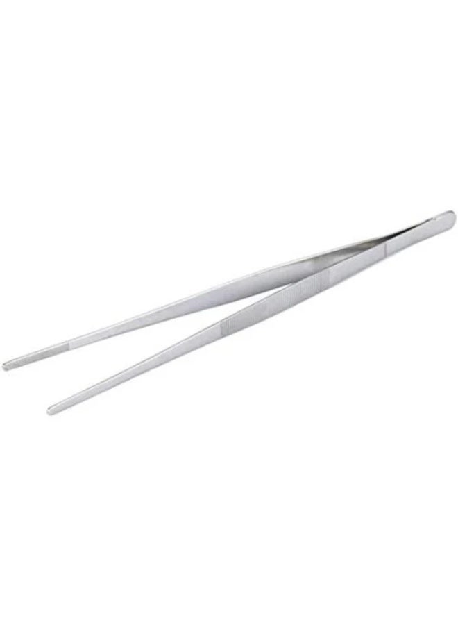 Silver Tone Stainless Steel Straight/Bent Tip Barbecue Tweezers Tongs Hand Tool 30cm Multi-use - Image 4