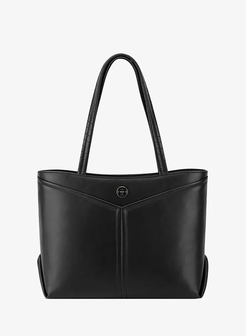 Erina Plain Double Handle Tote Bag with Zipper Closure