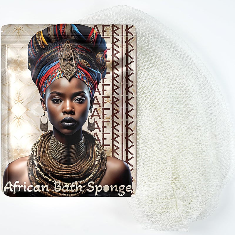AFRIKI إسفنجة الشبكة الأفريقية من أفريقي – مقشر الجسم، مملوكة للسود ومتجذرة في أفريقيا، لجميع أنواع البشرة | طول 45 بوصة (كريم أبيض) - Image 1