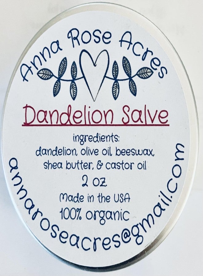 100% Organic Dandelion Salve, Natural Skin Care Treatment with Olive Oil, Beeswax, Shea Butter, Castor Oil, 2 oz - Image 1