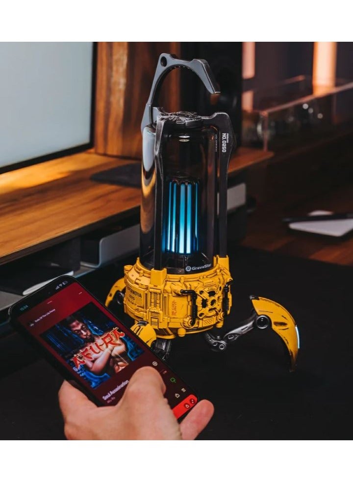 فيبكا Supernova Bluetooth Speaker – Battle-Worn Version – Handcrafted Zinc Alloy, 25W Audio, 8 RGB Modes, 9H Battery, USB-C – Yellow - Image 3