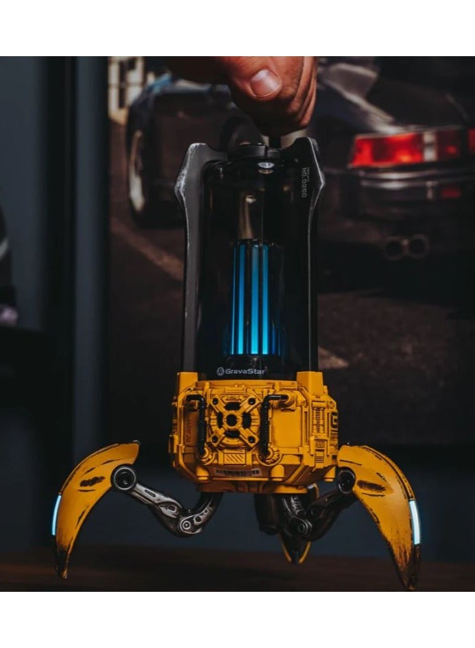 فيبكا Supernova Bluetooth Speaker – Battle-Worn Version – Handcrafted Zinc Alloy, 25W Audio, 8 RGB Modes, 9H Battery, USB-C – Yellow - Image 4