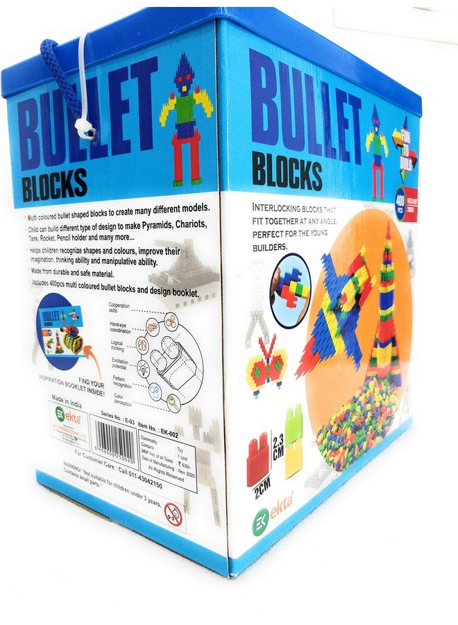 EKTA Bullet Block Game 400Pcs (Fun To Build) Interactive Block That Fits At Any Angle+Inspiration Booklet Inside-(Made In India),Multi - Image 2