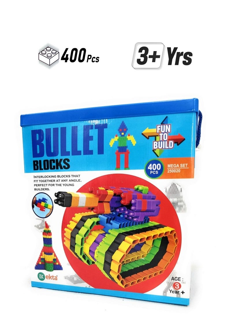 EKTA Bullet Block Game 400Pcs (Fun To Build) Interactive Block That Fits At Any Angle+Inspiration Booklet Inside-(Made In India),Multi - Image 1
