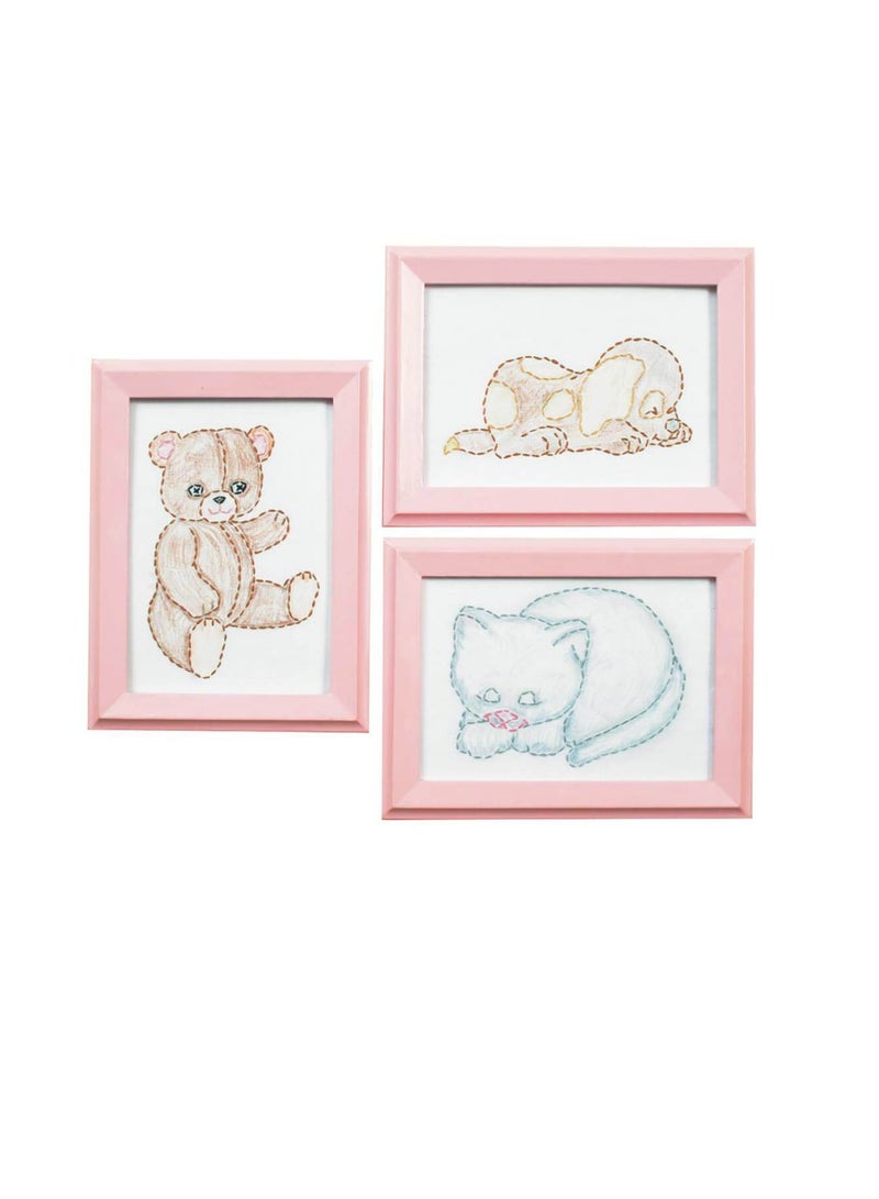 Huggable Animals Stamped Embroidery Kit Samplers 6 inch x 8 inch - Image 1