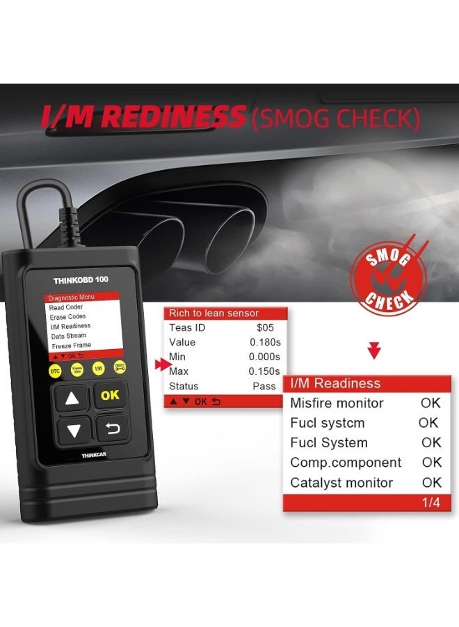 THINKCAR OBD2 Car Scanner, THINKOBD100 Check Engine Fault Code Reader with Full OBD II Functions, O2 Sensor, CAN Diagnostic Scan Tool for All Cars Since 1996 - Image 4