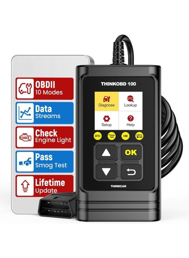 THINKCAR OBD2 Car Scanner, THINKOBD100 Check Engine Fault Code Reader with Full OBD II Functions, O2 Sensor, CAN Diagnostic Scan Tool for All Cars Since 1996 - Image 1