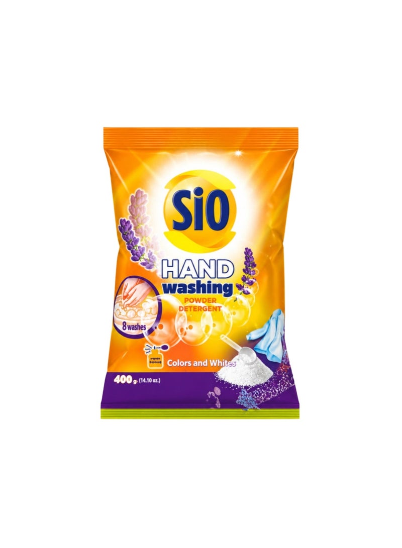 Sio Advanced Manual Hand Wash Powder Detergent, Effective Stain Removal & Fabric Care with Long-Lasting Freshness, 400g Pack - Image 1