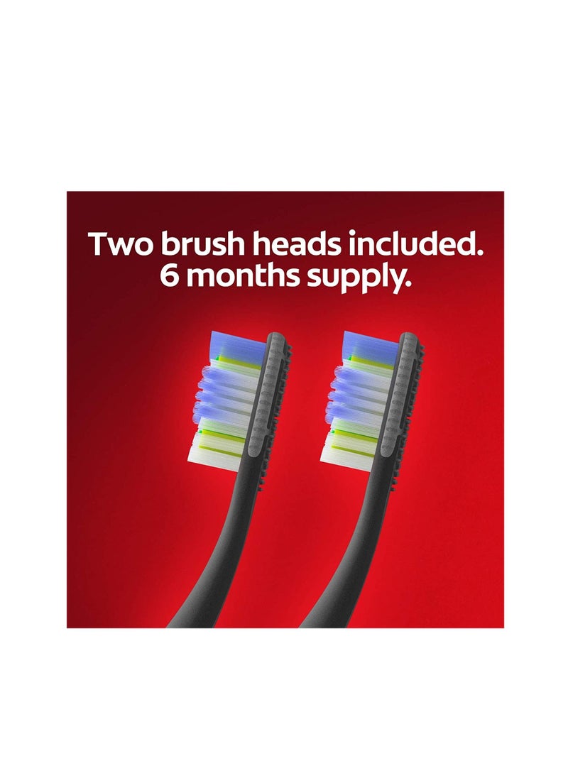 Colgate - Keep Soft Manual Toothbrush for Adults with 2 Deep Clean Floss-Tip Brush Heads, Silver - Image 1
