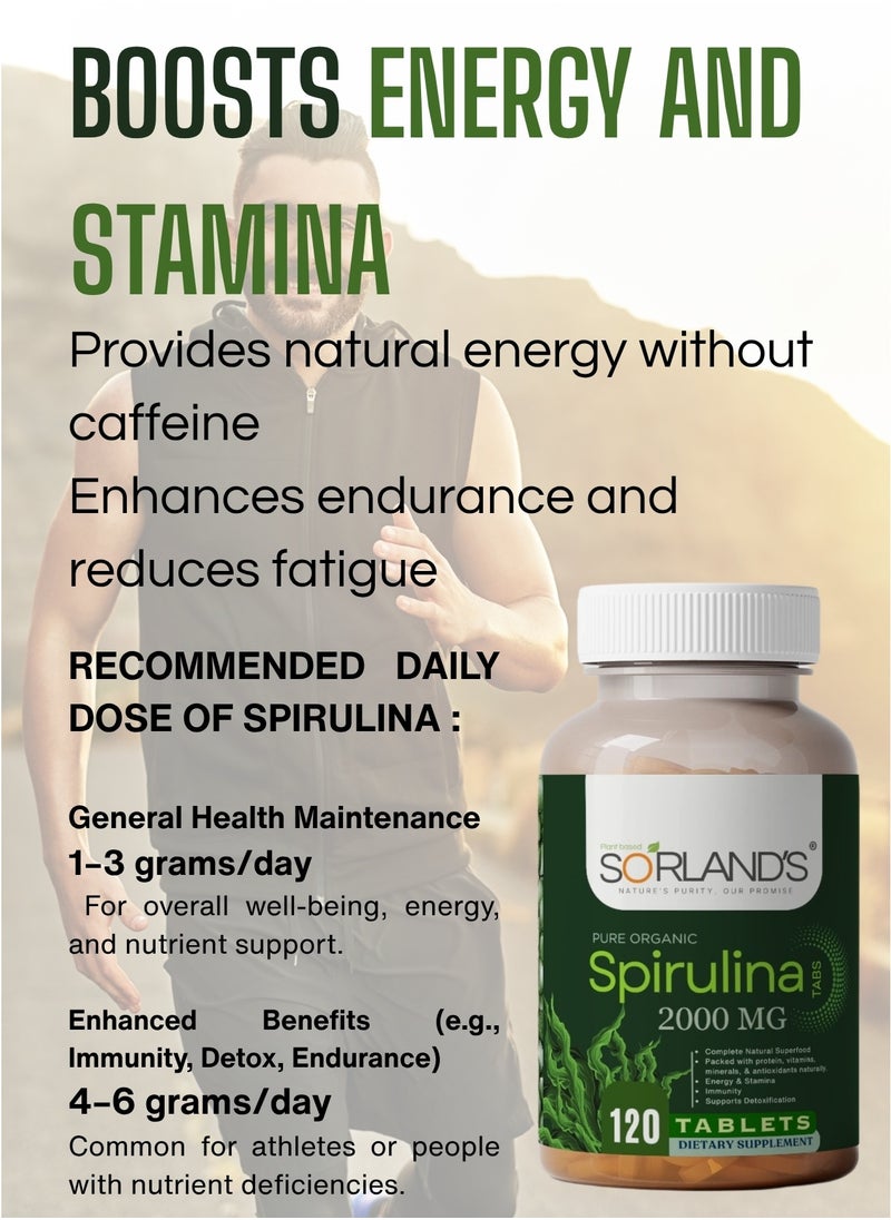 Sorland's Sorland's Organic Spirulina Powder 120 Tablets (Complete Natural Superfood) free from addtives & fillers  - Image 5