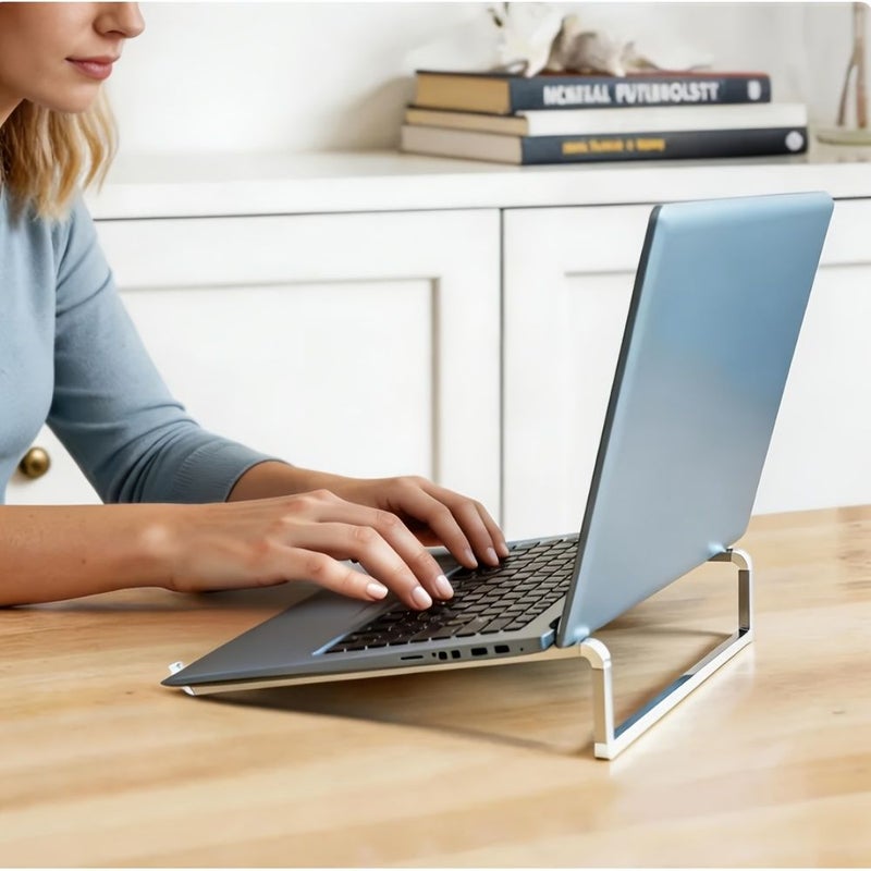 حامل كمبيوتر محمول عالمي فضي قابل للطي وقابل للتعديل حامل مكتبي للكمبيوتر المحمول - Image 4