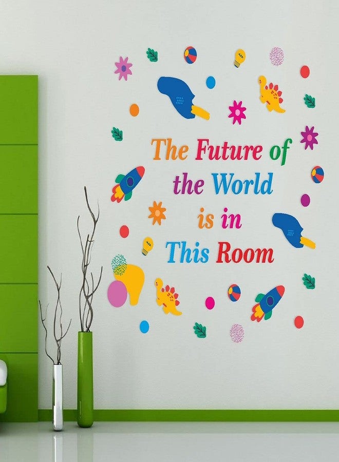 CVANU The Future of The World in This Room Colorful,Positive,Thinks Quotes Wall Decal for Kids Classroom and Bedroom Decoration Sticker (90CM X 90CM) PVC Vinly - Image 2