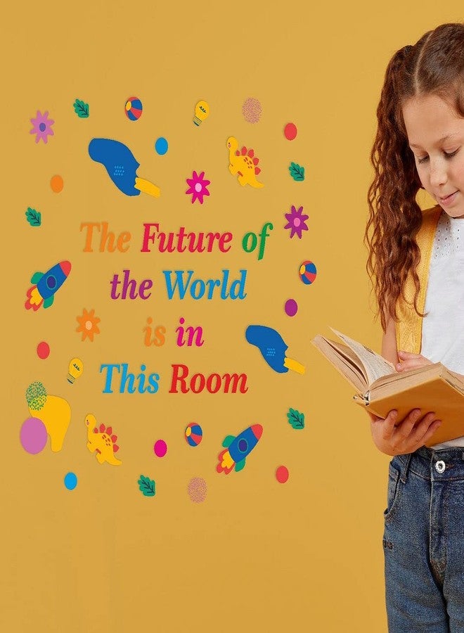 CVANU The Future of The World in This Room Colorful,Positive,Thinks Quotes Wall Decal for Kids Classroom and Bedroom Decoration Sticker (90CM X 90CM) PVC Vinly - Image 5