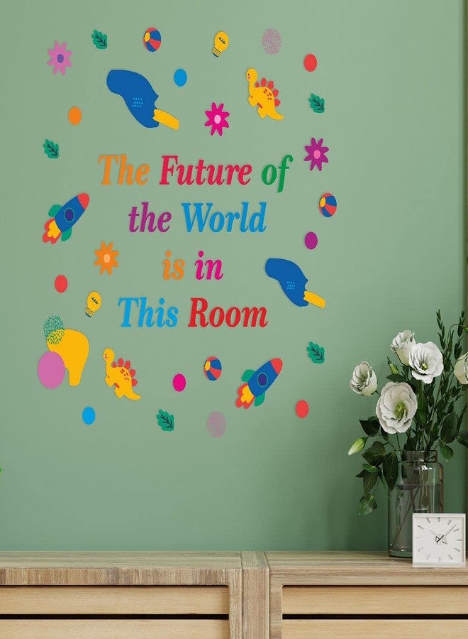 CVANU The Future of The World in This Room Colorful,Positive,Thinks Quotes Wall Decal for Kids Classroom and Bedroom Decoration Sticker (90CM X 90CM) PVC Vinly - Image 4