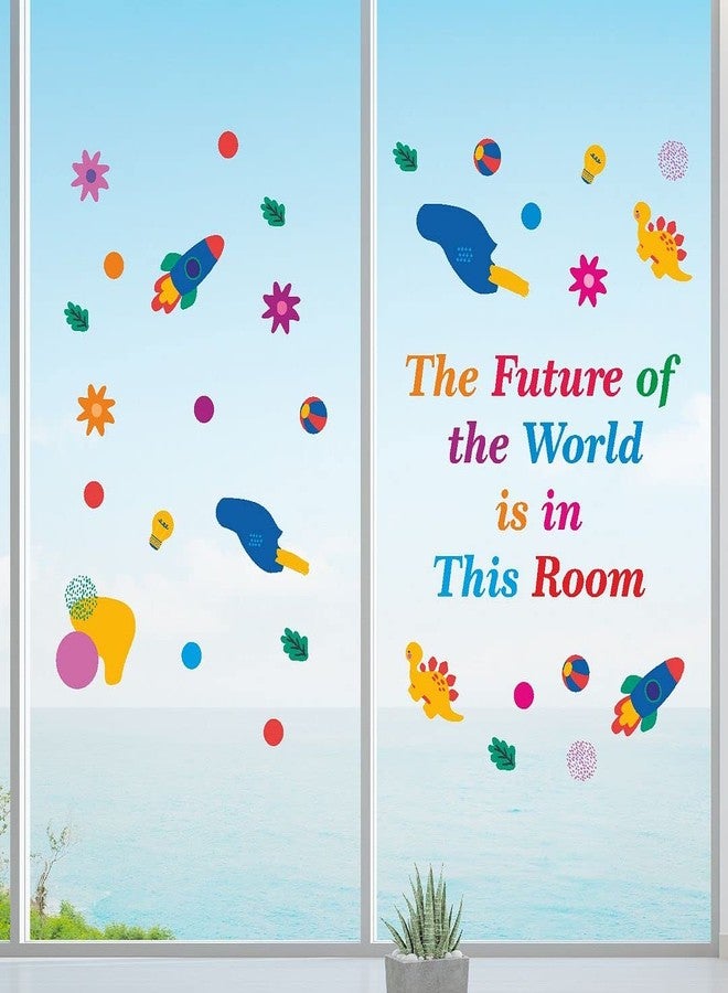 CVANU The Future of The World in This Room Colorful,Positive,Thinks Quotes Wall Decal for Kids Classroom and Bedroom Decoration Sticker (90CM X 90CM) PVC Vinly - Image 3
