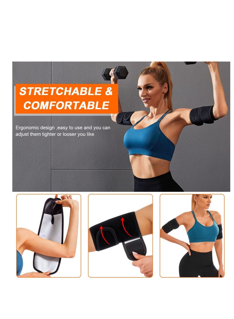 Generic Sweat Arm Band Sweat Arm Shaping Band Arm Trimmer for Women and Men Fitness Running Sweat Slim Body Shaper for Weight Loss and Sports Workouts 2 Count  - Image 4