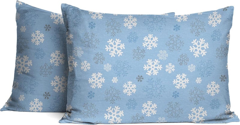Pointehaven Heavy Weight Flannel Sheet Set, Queen Size, Snow Flakes Design - 100% Cotton, Pre-Shrunk, 170 GSM - Image 5