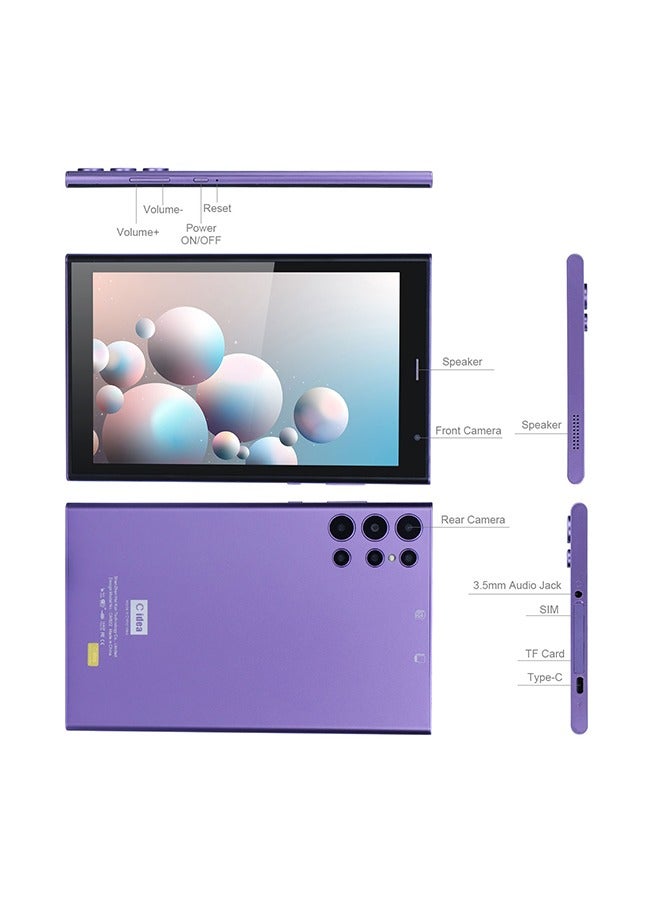 C idea 8 Inch Tablet, Google Android 9.0 Dual Cameras 256GB Storage Long Battery Life  For Adults Teenagers CM822 Purple - Image 3