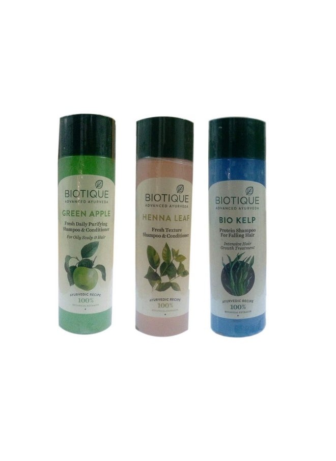 Biotique - Green Apple, Hena Leaf Fresh Texture, Bio Kelp Protein Shampoo And Conditioner, 190 Ml Each - Image 1