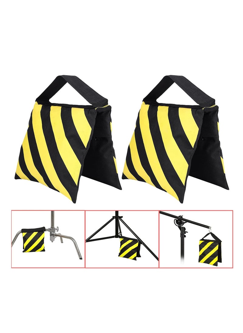 Coopic Medium Size Set Of Two Black/Yellow Heavy Duty Sand Bag Photography Studio Video Stage Film Sandbag Saddlebag For Light Stands Boom Arms Tripods (22.5Inch/58Cm)  - Image 3