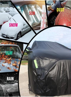 JoyousSto Multi Layers Car Cover Waterproof All Weather for Automobiles Outdoor Full Cover Windproof Sand proof Rain proof UV proof Car Covers with Zipper Door Car Protection 4.7*1.85*1.67 m Black  - Image 5