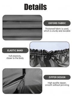 JoyousSto Multi Layers Car Cover Waterproof All Weather for Automobiles Outdoor Full Cover Windproof Sand proof Rain proof UV proof Car Covers with Zipper Door Car Protection 4.7*1.85*1.67 m Black  - Image 3