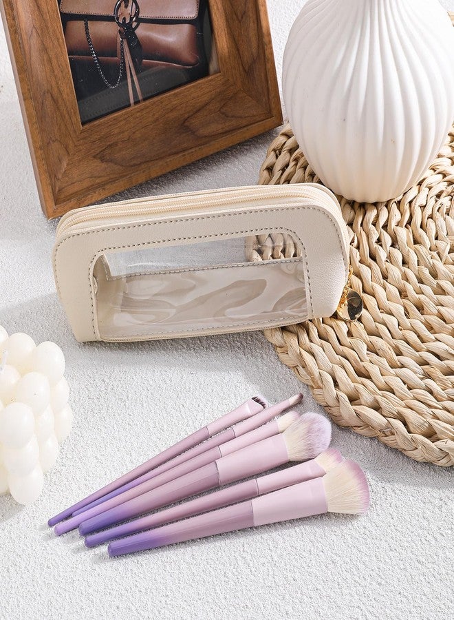 Psyqtsuary Small Clear Makeup Bag, PU Leather Travel Makeup Brush Case Portable Transparent Waterproof Cosmetic Organizer Pouch with Zipper for Women Home Travel Office Makeup Storage (White) - Image 4