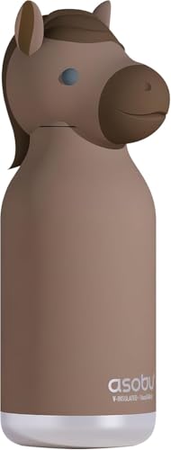 asobu Bestie Bottle Insulated Stainless Steel Water Bottle with Detachable Soft Animal Head Fun Drinking For Kids and Teens with Flexible Reusable Straw 16 Ounce Horse - Image 3