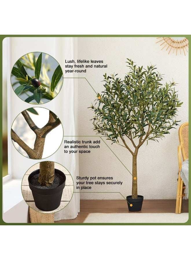 LATIFA Artificial Olive Tree 150 cm Artificial Plant UV-Resistant Decorative Artificial Plants for Living Room Office Bathroom as Artificial Tree - Image 2