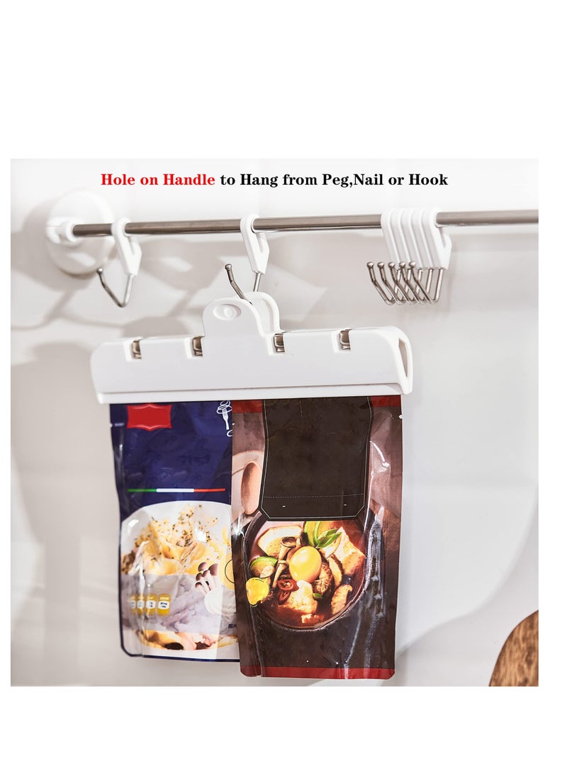 Excefore 4 حزمة مشابك حقائب كبيرة مع مغناطيس، مشابك حقائب كبيرة لتخزين الطعام، مشابك الطعام مع إغلاق محكم الهواء، مناسبة لحقائب الخبز، حقائب الوجبات الخفيفة وحقائب الطعام (أبيض، شفاف)  - Image 5