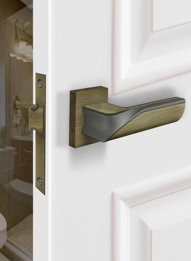 Plantex Heavy Duty Door Lock Bathroom Door Lock/Mortise Keyless Handle Set for Home/Bathroom/Store Room/Balcony/Office with Baby Latch (7086 – Brass Antique/Satin Black) - Image 1