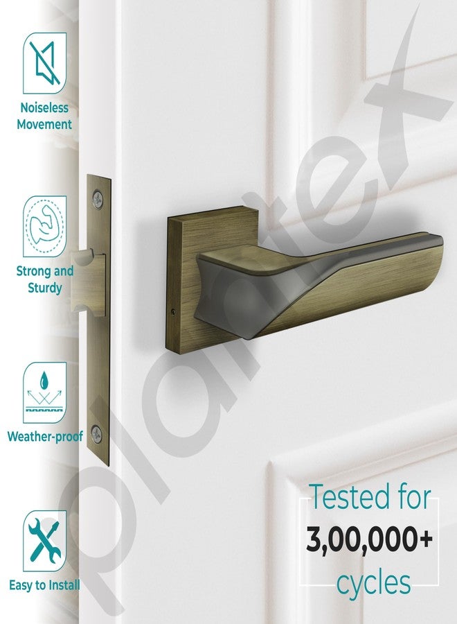 Plantex Heavy Duty Door Lock Bathroom Door Lock/Mortise Keyless Handle Set for Home/Bathroom/Store Room/Balcony/Office with Baby Latch (7086 – Brass Antique/Satin Black) - Image 2