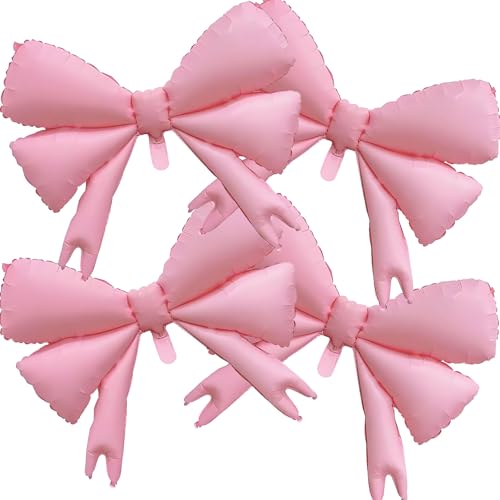 Tagberoy 4 Pcs Large Pink Bow Balloons, Coquette Birthday Decorations - Image 1