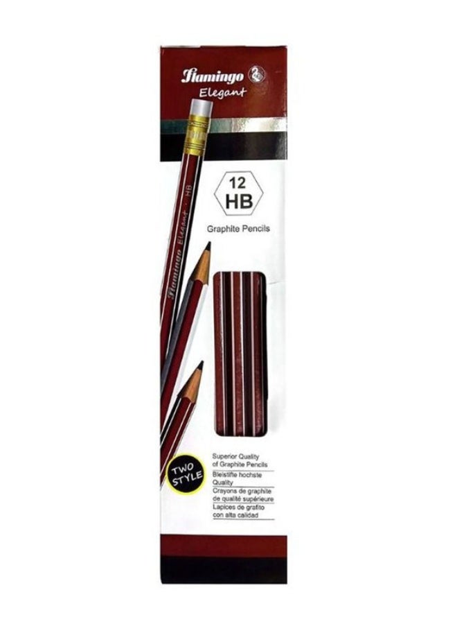 Flamingo Elegant HB Graphite Pencils, Pack of 12