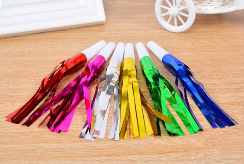 Honbay 30pcs Glitter Fringed Metallic Noise Maker Birthday, New Year Party Noisemaker, Blowouts Whistles Party Favors - Image 3