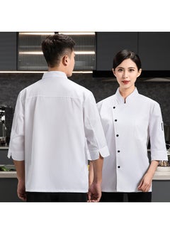 NIBEMINENT Restaurant Chef Jacket Chef Work Tops Cateing Jacket with 3/4 Sleeves Restaurants Unisex Cook Waiter Uniform Fast Food Chef Coat  - Image 1