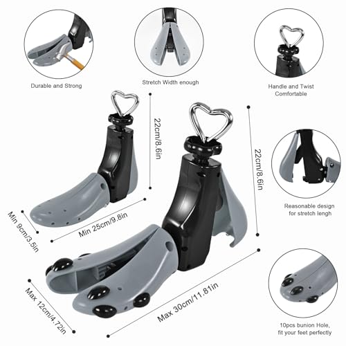 eachway Shoe Stretcher Women Men Professional Boot Stretcher Adjustable Width Length for Wide Feet (L (Wm's 11-14;men's 10-14) Grey1pcs) - Image 2