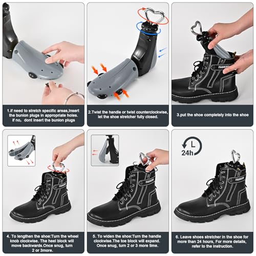 eachway Shoe Stretcher Women Men Professional Boot Stretcher Adjustable Width Length for Wide Feet (L (Wm's 11-14;men's 10-14) Grey1pcs) - Image 3