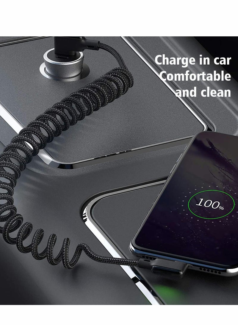 Excefore USB C Cable, 90 Degree Coiled USB A To C Charging Cable, Scalable Spring Charging Cable (40-180 cm), 15W 3A Fast Charging, High Speed Data Transfer Cable for Any C Port Device  - Image 4