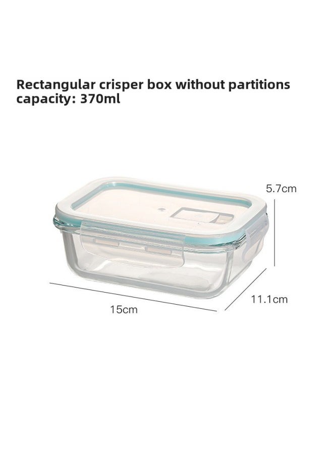 Generic - Transparent Glass Preservation Box Heat-resistant Microwave Oven Glass Lunch Box Sealed Lunch Box Refrigerator Storage Box Glass Bowl-Specifications:370ml Rectangular Without Partition-Color:Transparent - Image 1