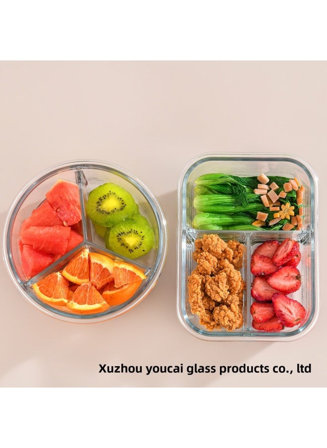 Generic - Transparent Glass Preservation Box Heat-resistant Microwave Oven Glass Lunch Box Sealed Lunch Box Refrigerator Storage Box Glass Bowl-Specifications:370ml Rectangular Without Partition-Color:Transparent - Image 1