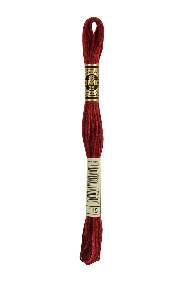 DMC 117-115 Mouline Stranded Cotton Six Strand Embroidery Floss Thread, Variegated Garnet, 8.7-Yard - Image 1