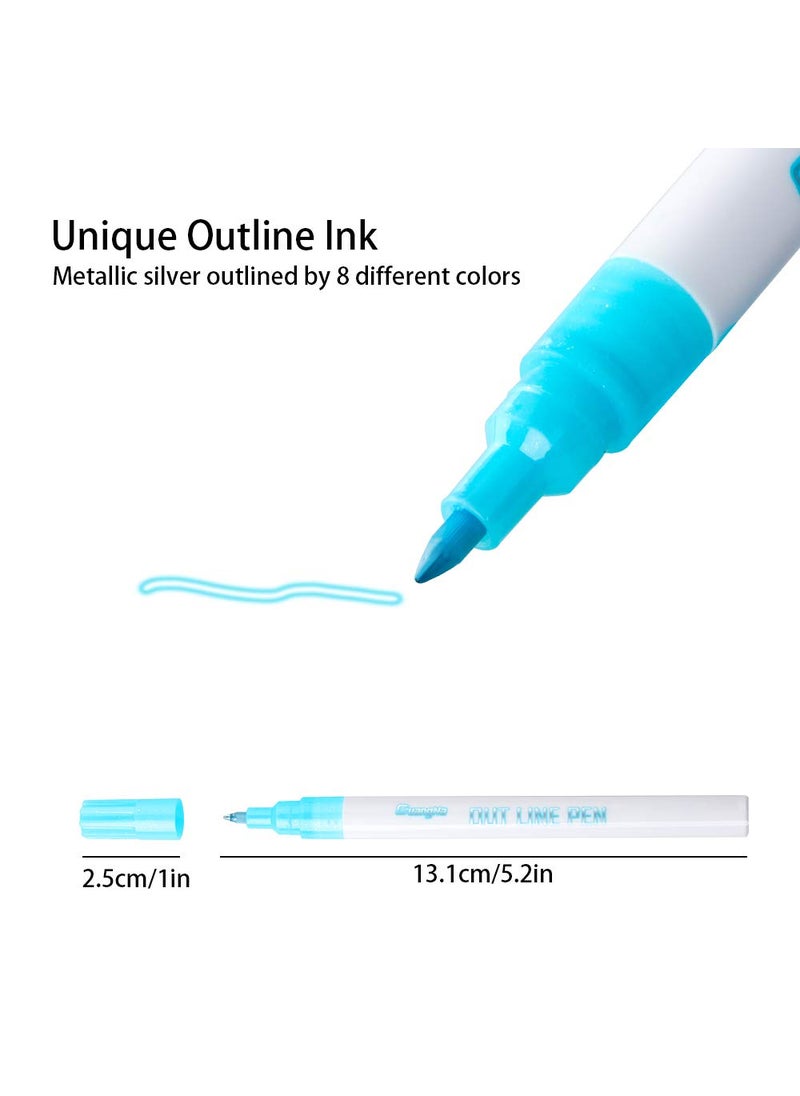 Tomorotec Tomorotec Self-outline Metallic Markers Double Line Journal Pens and Colored Permanent Marker for Kids, Amateurs and Professionals Illustration Coloring Sketching Card Making  - Image 3