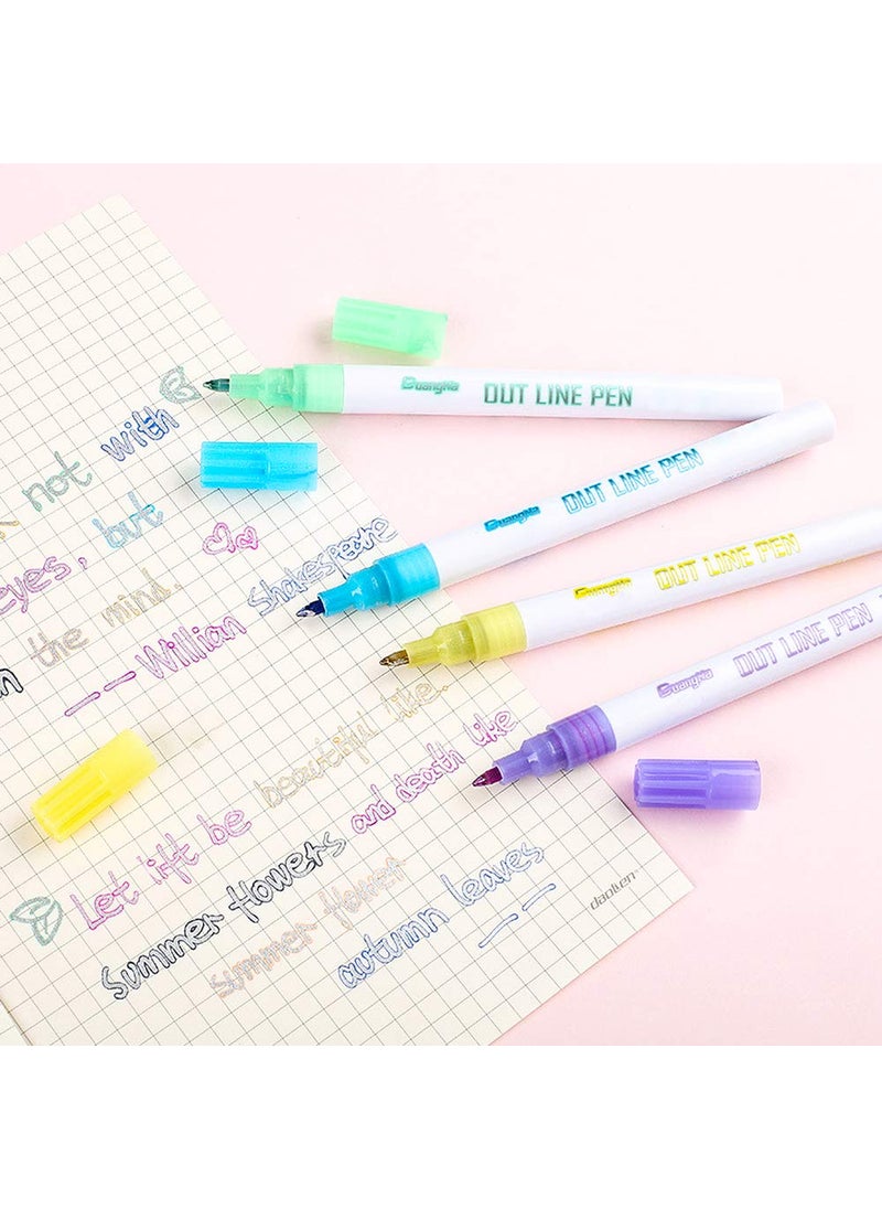 Tomorotec Tomorotec Self-outline Metallic Markers Double Line Journal Pens and Colored Permanent Marker for Kids, Amateurs and Professionals Illustration Coloring Sketching Card Making  - Image 4